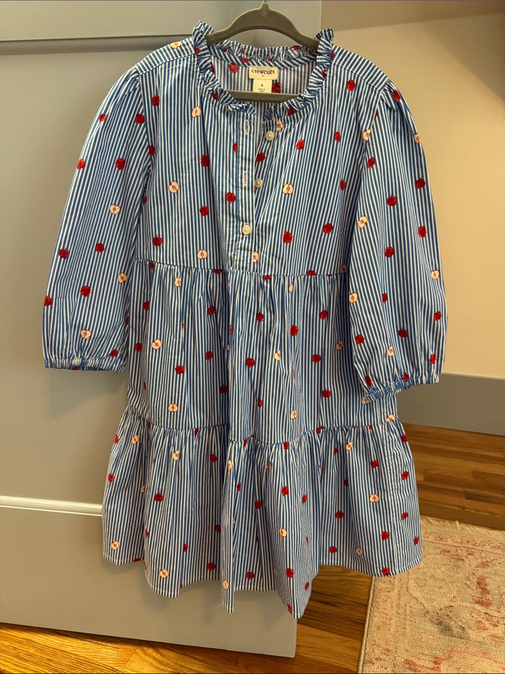 Crewcuts Blue Stripe Dress with Apples